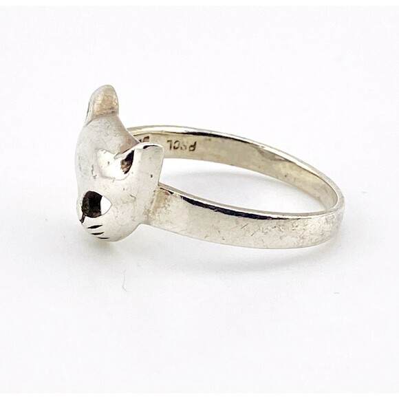 Vintage Peter Stone PSCL Sterling Silver Cat Mask Ring Size 9 - Picture 4 of 4